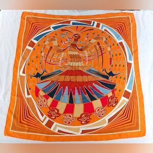 Native Aboriginal Art Silk Scarf Rolled Hem